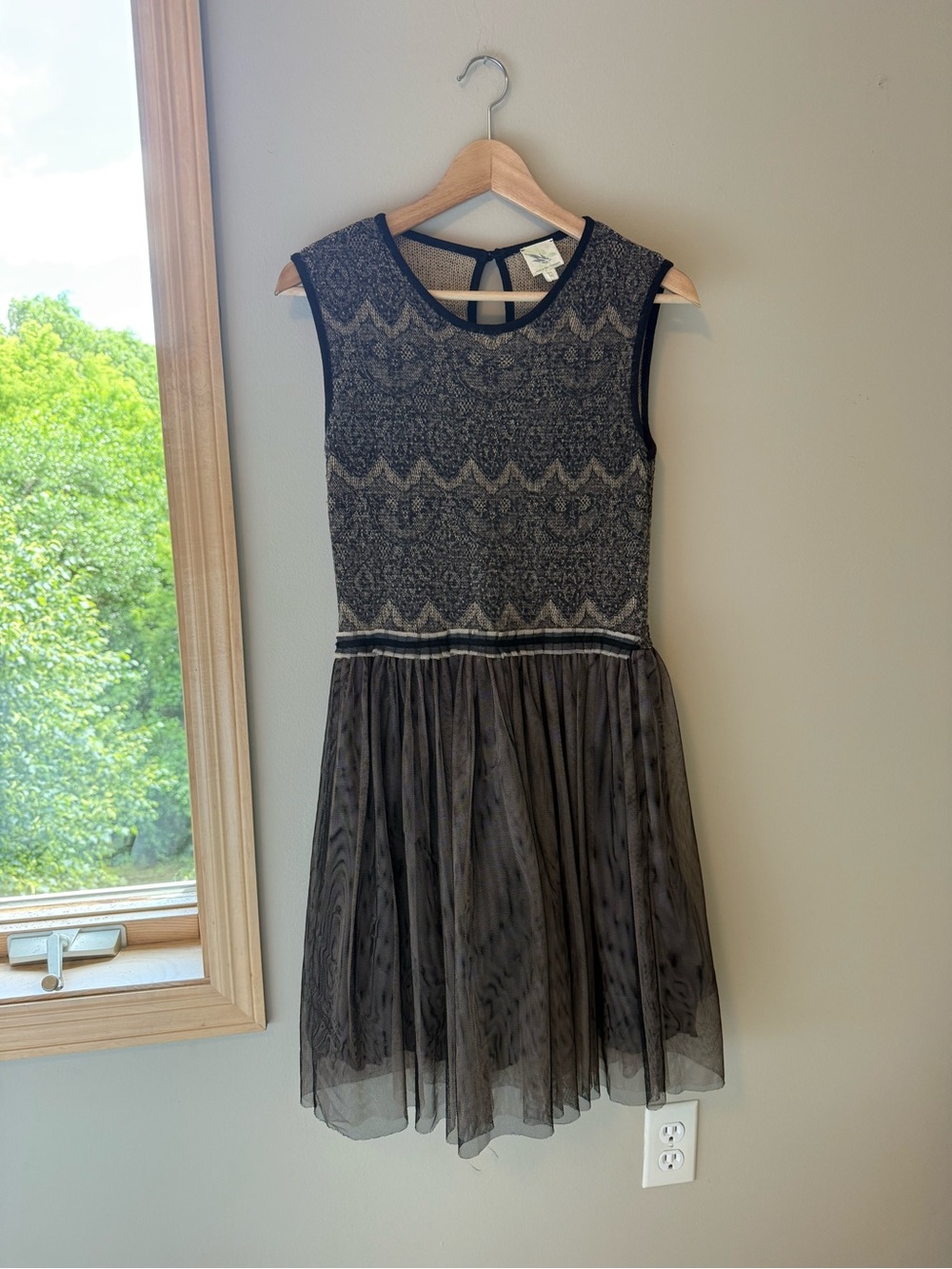 Sleeveless Black Lace Bodice Fit-and-Flare Dress